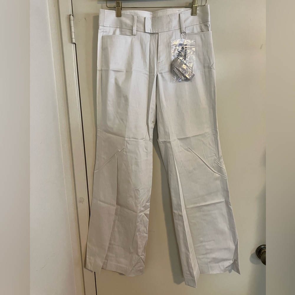 Japanese Entertainer Beige Striped Pants Bell Bottom Flares Dress Slacks Casual